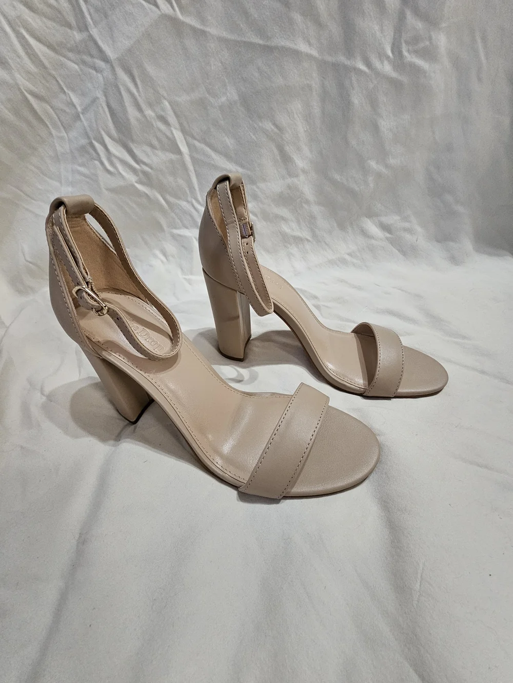 Neutral Ankle-Strap Block Heel Sandals - Nude